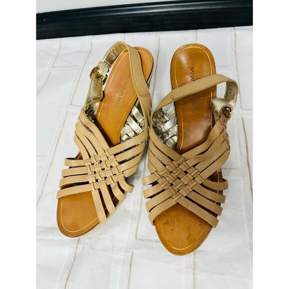 Banana Republic tan strappy wedge sandals size 7 - Picture 2 of 6